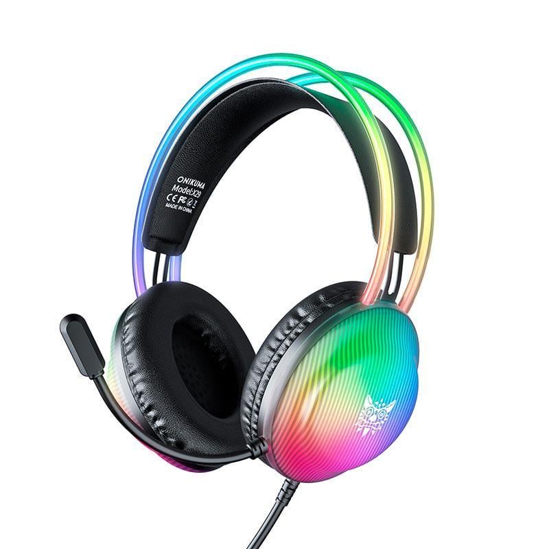 Гарнітура ігрова Onikuma X29 з RGB-підсвічуванням і мікрофоном Mini-Jack 3,5 мм кабель 2.2 м Black (26856)