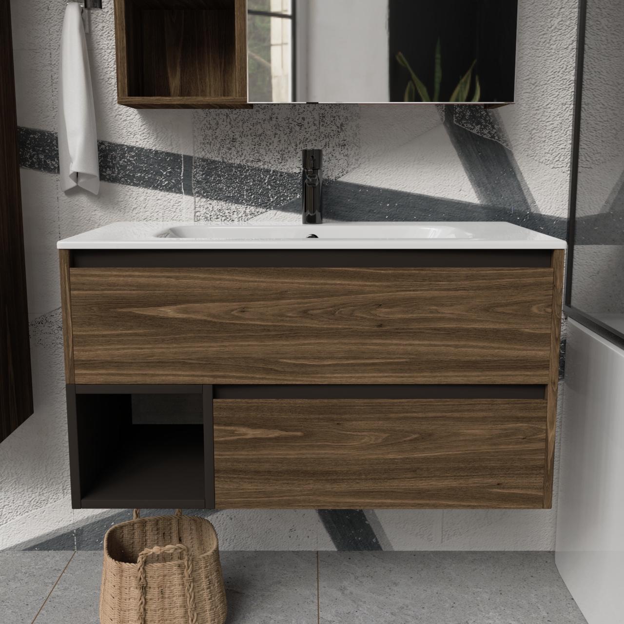 Тумба подвесная с раковиной MVK Vostok Craft 100 В2 1000х450х530 мм Дуб Бурбон (c2100br)