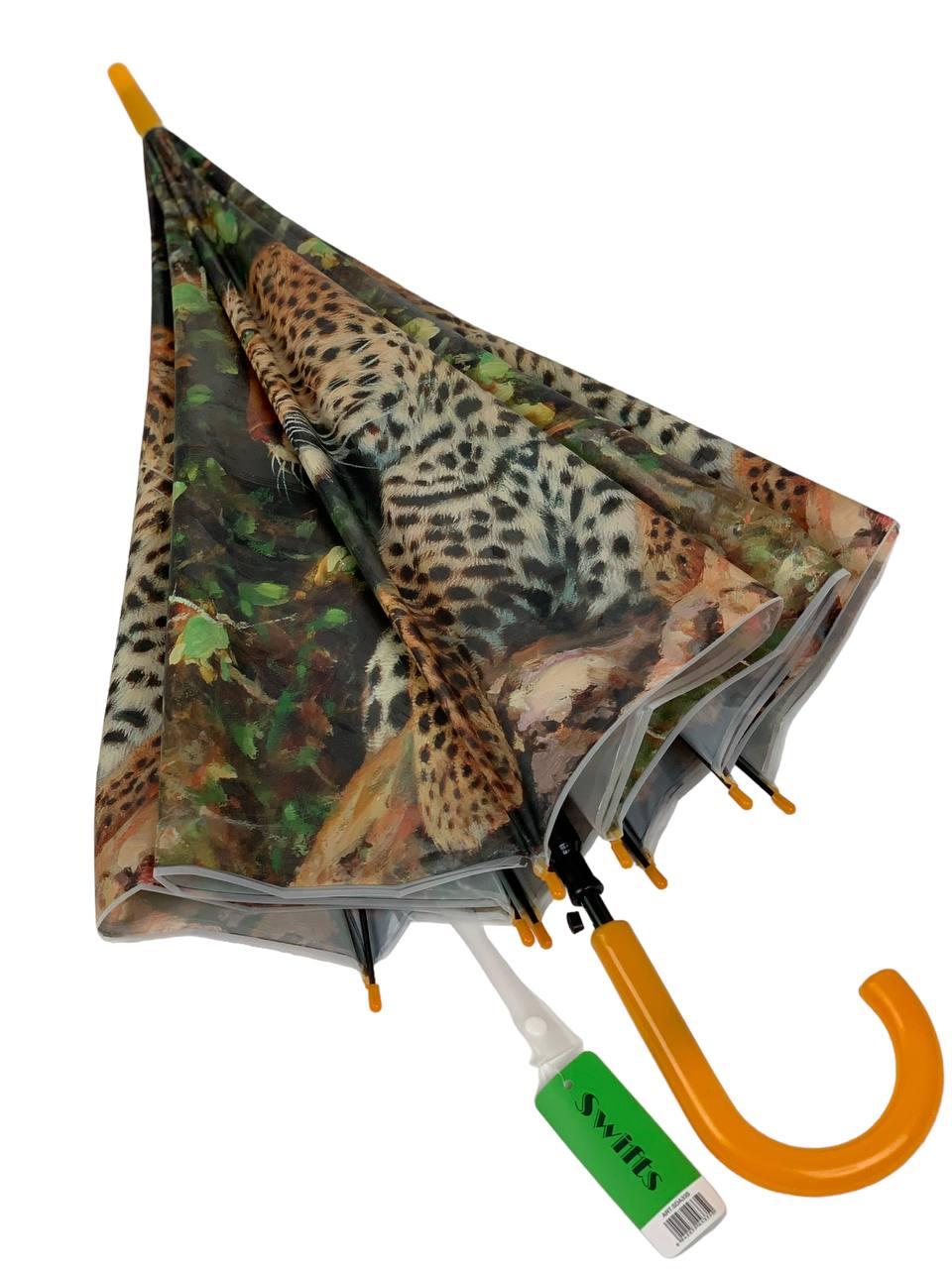 Парасоля-тростина жіноча Swifts з леопардом напівавтомат Жовтий (0335-1) - фото 2 Парасоля-тростина жіноча Swifts з леопардом напівавтомат Жовтий (0335-1) - фото 2