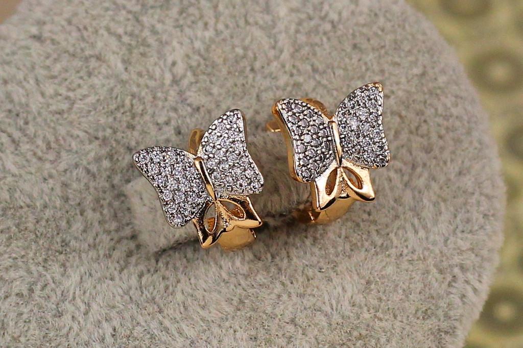 Серьги Xuping Jewelry бантики с родием 1,1 см Золотистый (2479408619)