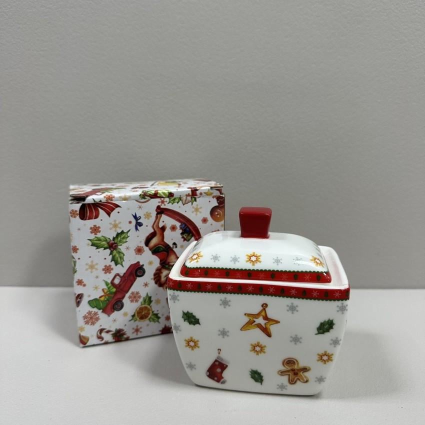 Сахарница фарфоровая BonaDi 498-239 Праздничный флер 300 мл 10х7,5х10 см Белый с рисунком (2818101278)