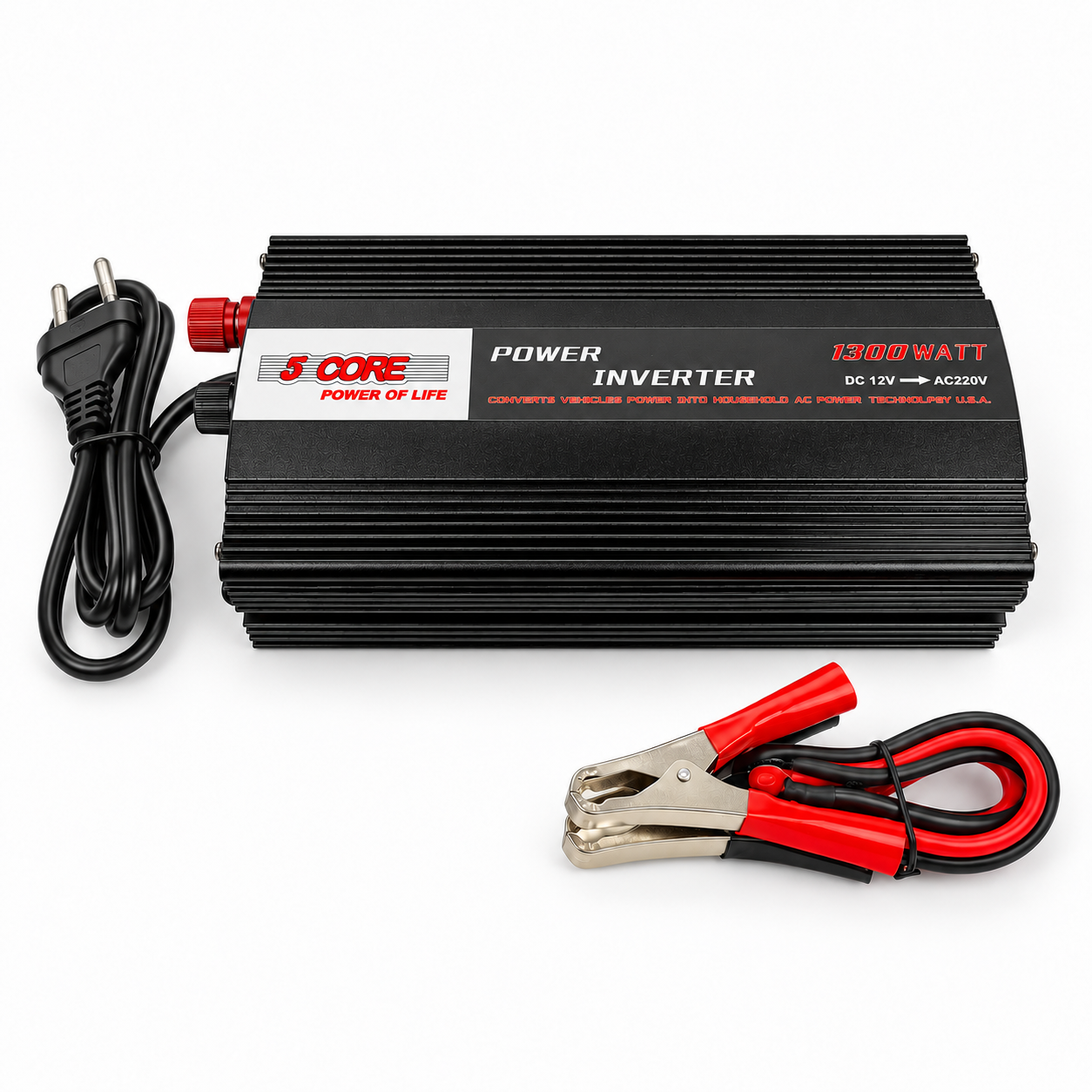 Инвертор 5 Core 1300W 12В–220В с функцией зарядки АКБ 15А 800 Вт (INVAK-1300)