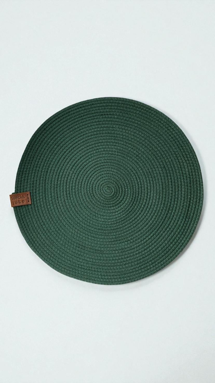 Килимок під тарілки Svetla.jute ручної роботи для сервірування столу d 30 см Смарагдовий (JUTE00079)