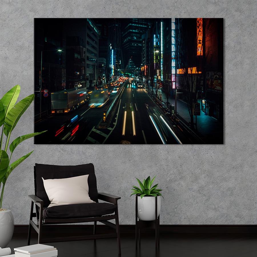 Картина город Транспорт на дороге Токио 51x34 см (A776-1)