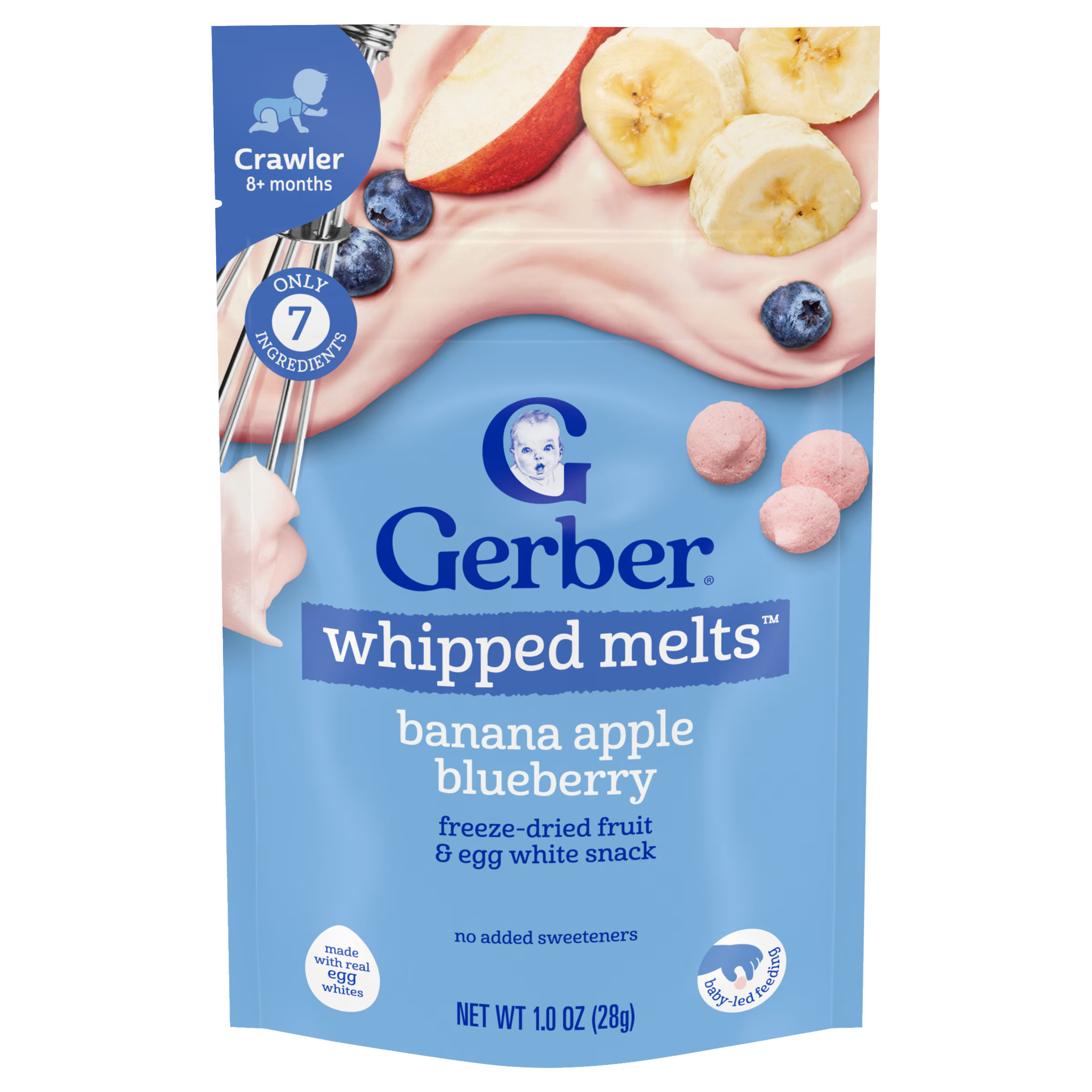 Конфеты cублимированные йогуртные Gerber для детей от 8 месяцев банан/яблоко/голубика 28 г (29515774)