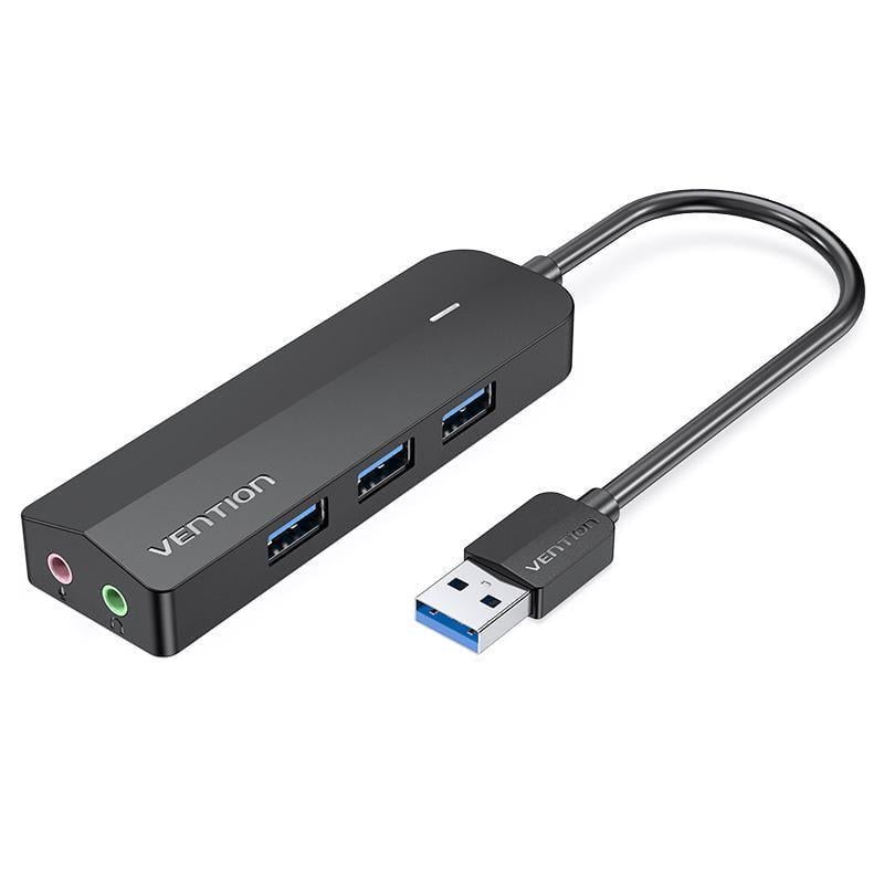 USB-хаб Vention зі звуковою картою USB-3x USB 3.0/2x 3,5 мм minijack/micro-USB додаткове живленя 5 Гбіт/с USB-A 1 м Чорний (CHIBF) USB-хаб Vention зі звуковою картою USB-3x USB 3.0/2x 3,5 мм minijack/micro-USB додаткове живленя 5 Гбіт/с USB-A 1 м Чорний (CHIBF)