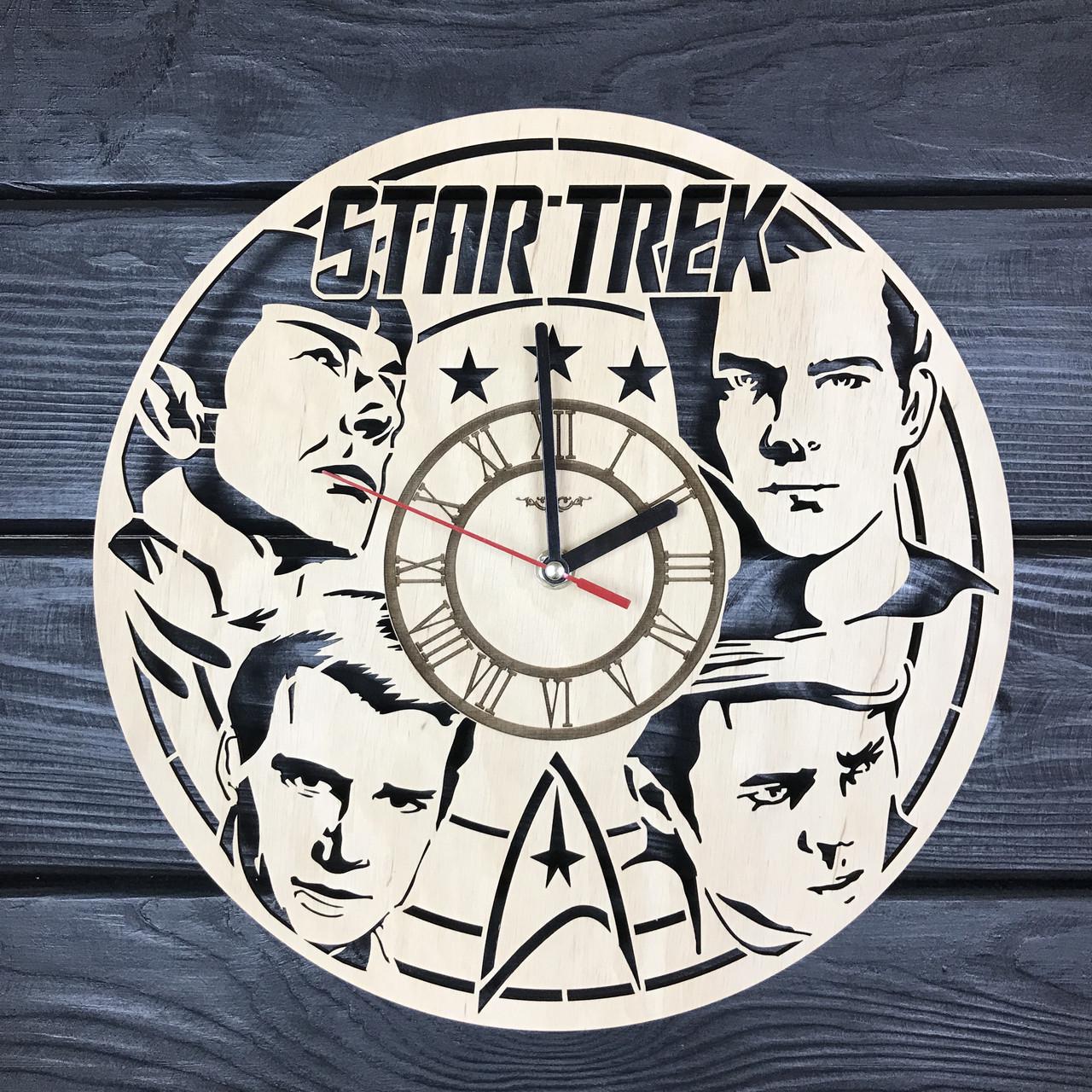 Часы настенные из дерева Star Trek