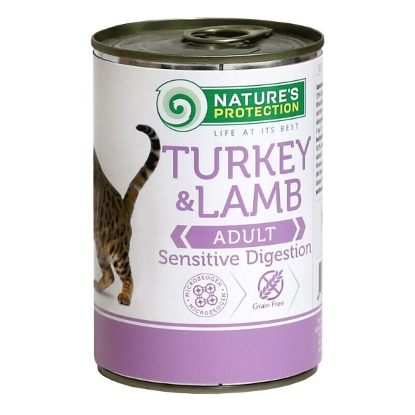 Вологий корм для дорослих кішок Sensitive Digestion Turkey&Lamb з чутливим травленням 400 г (KIK24635)