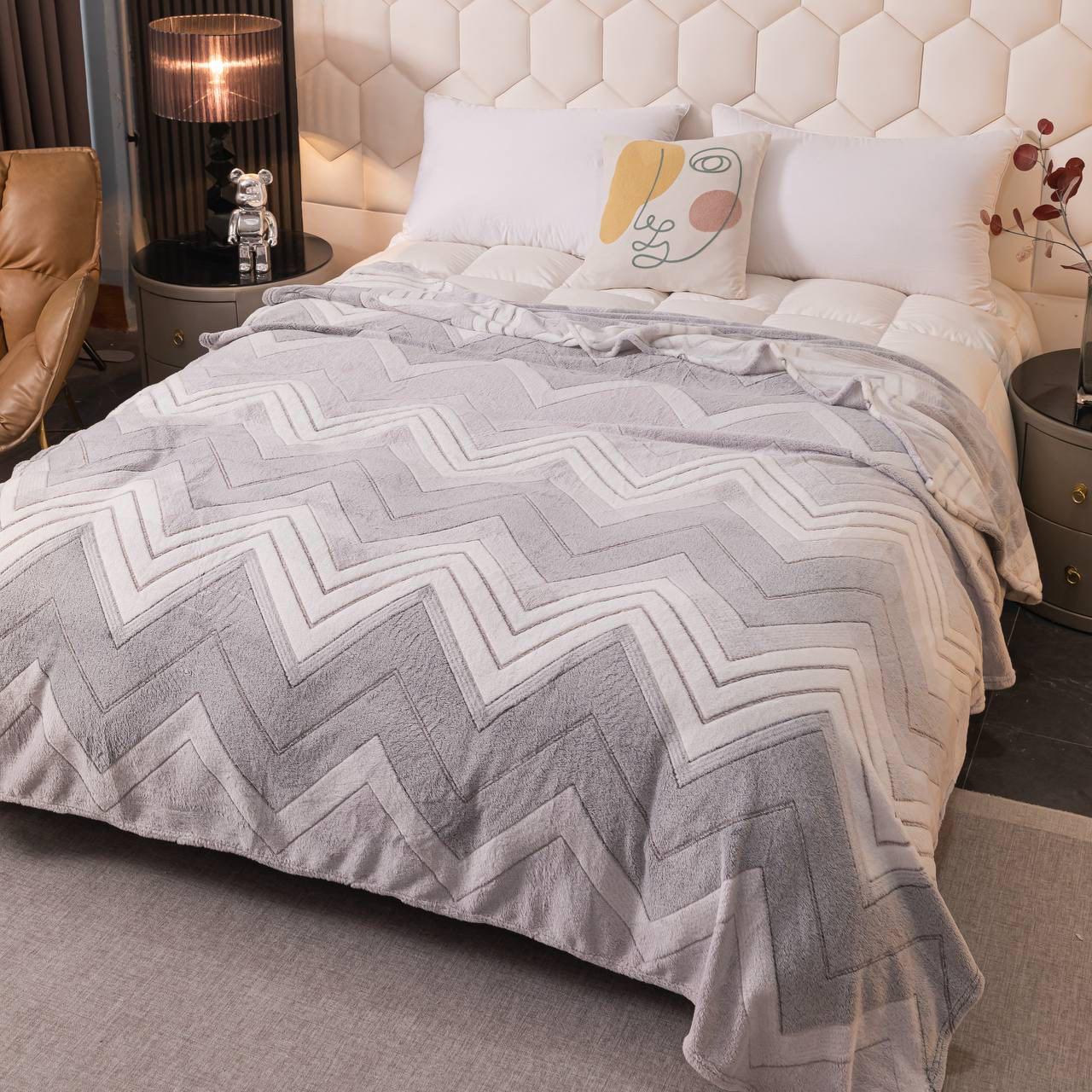 Плед-покрывало Malloory Home Плюшевый из микрофибры Зигзаг 200x230 см Бело-серый (1873-4) - фото 2 Плед-покрывало Malloory Home Плюшевый из микрофибры Зигзаг 200x230 см Бело-серый (1873-4) - фото 2