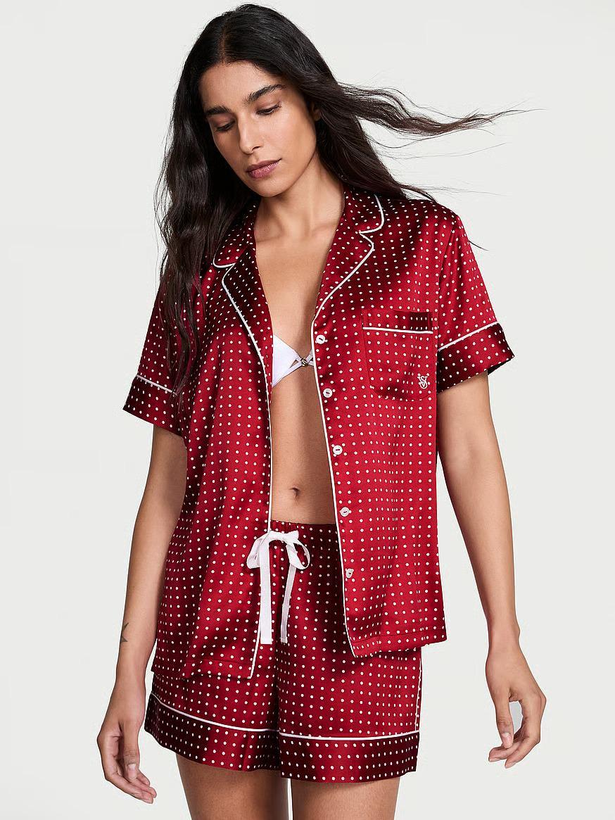 Пижама сатиновая Victoria's Secret Signature Satin Short Pajama Set S Красный (27160914)
