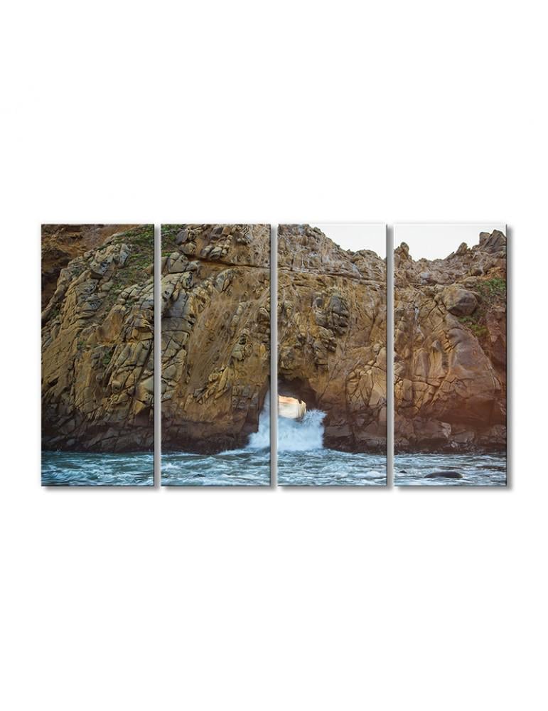 Картина модульная Скала у окна Биг-Сюр на закате на пляже Пфайффер 4 модуля 70x105 см