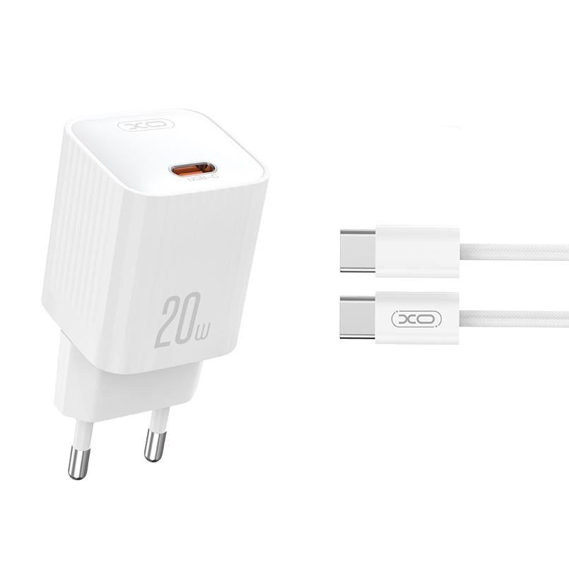 Сетевое зарядное устройство XO L146 PD20W Single USB-C Type-C кабель Белый (XO-L146+C-White)