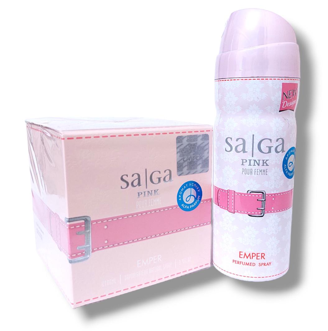 Набор женский Saga Pink Emper Парфюмерная вода 100 мл/Дезодорант 200 мл