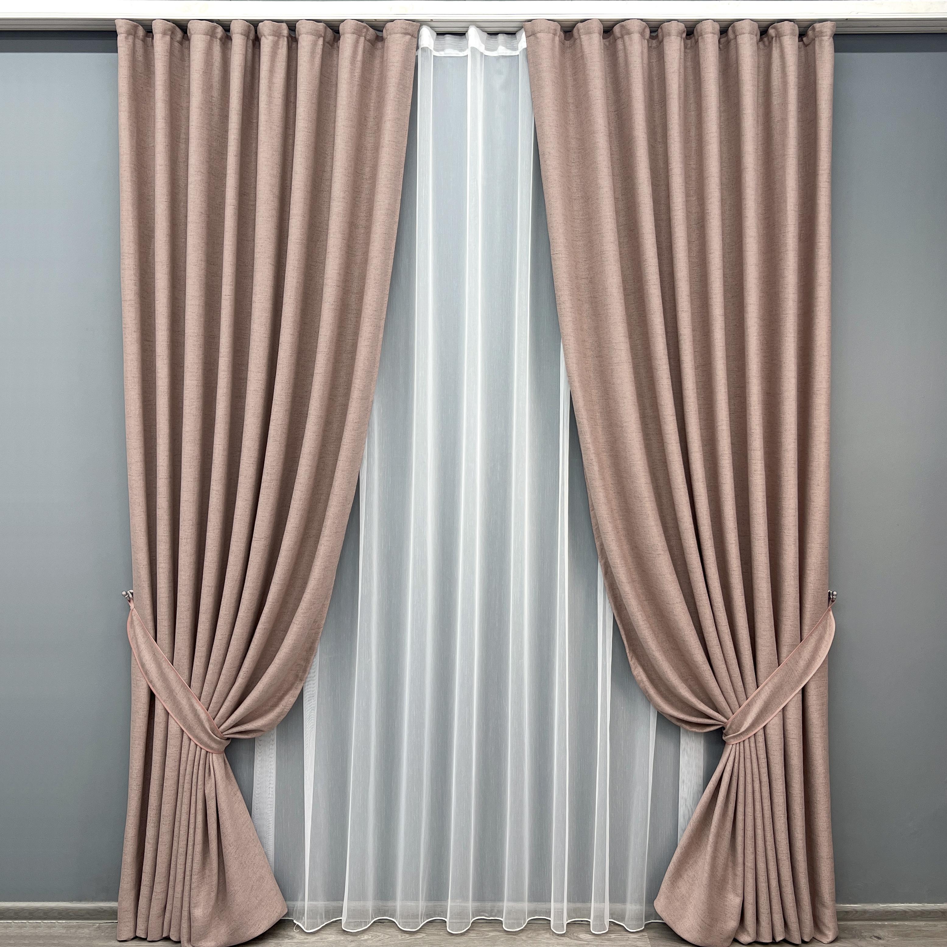 Комплект готовых штор VR-Textil TWEED_V однотонный №1916ш 200х290 см 2 шт. Пудровый (32-335)