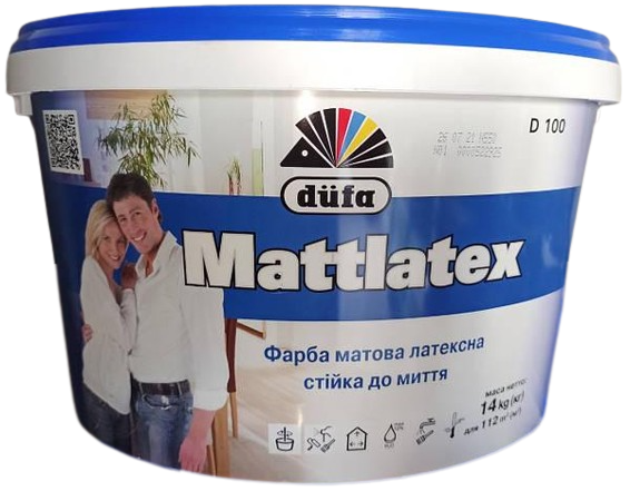 Краска Dufa Mattlatex D100 Латексная матовая 14 кг Краска Dufa Mattlatex D100 Латексная матовая 14 кг