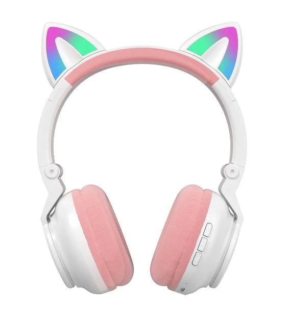 Наушники беспроводные STN-26 Cat Ear Bluetooth с кошачьими ушками и LED подсветка Белый