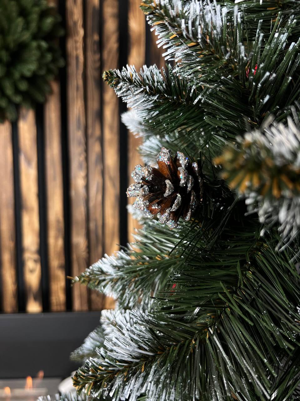 Искусственная елка заснеженная Элитная с шишками и калиной 2,2 м Зеленый (YA678186) - фото 2 Искусственная елка заснеженная Элитная с шишками и калиной 2,2 м Зеленый (YA678186) - фото 2