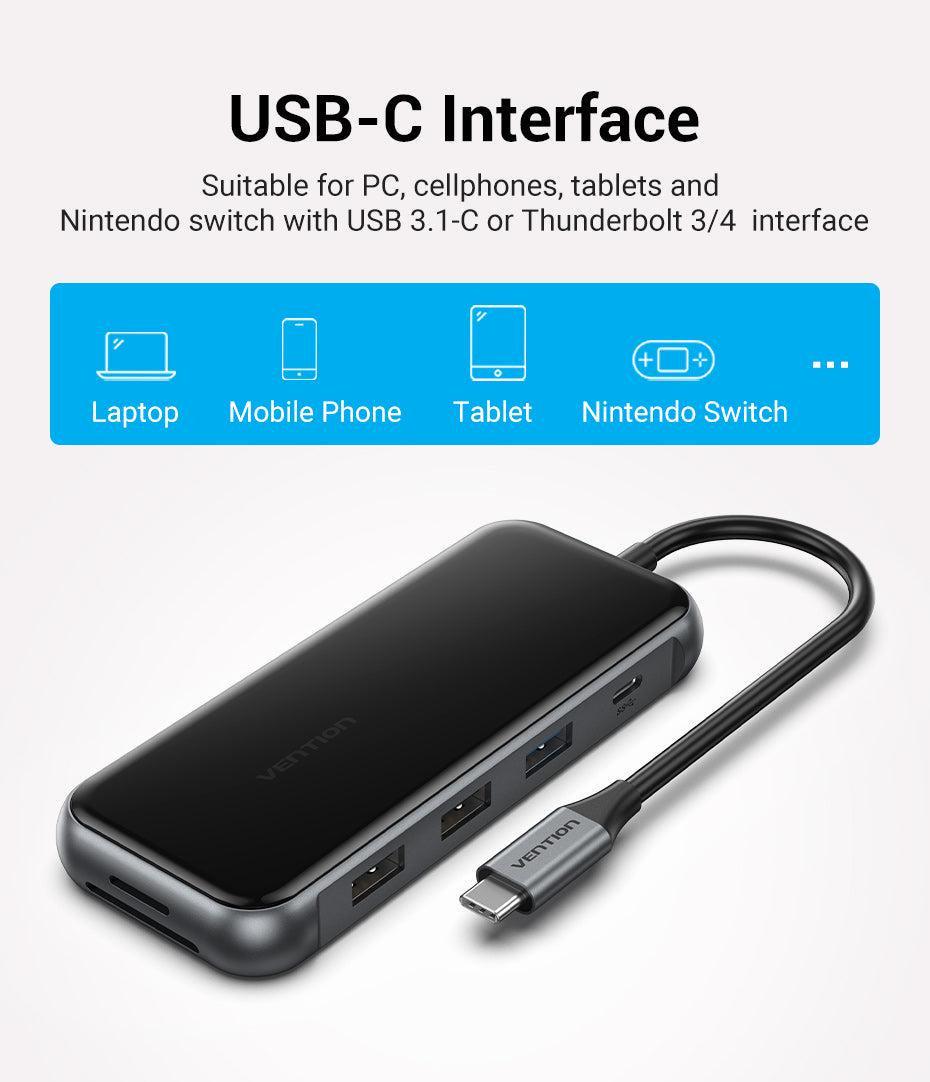 USB-хаб Vention Type-C-USB Чорний (TFHHB) - фото 12 USB-хаб Vention Type-C-USB Чорний (TFHHB) - фото 12