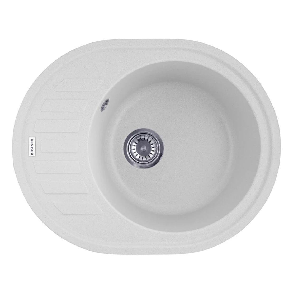 Мийка для кухні врізна Kroner KRP Komposit GRA 6250 овальна 620х500 мм Сірий (CV031061)