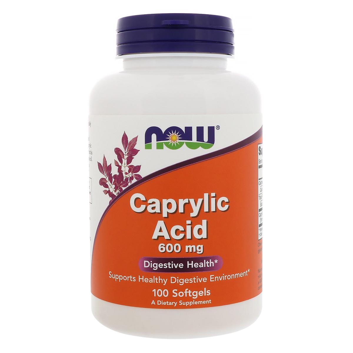 Кислота каприлова Caprylic Acid Now Foods 100 желатинових капсул 600 мг (NF3347)