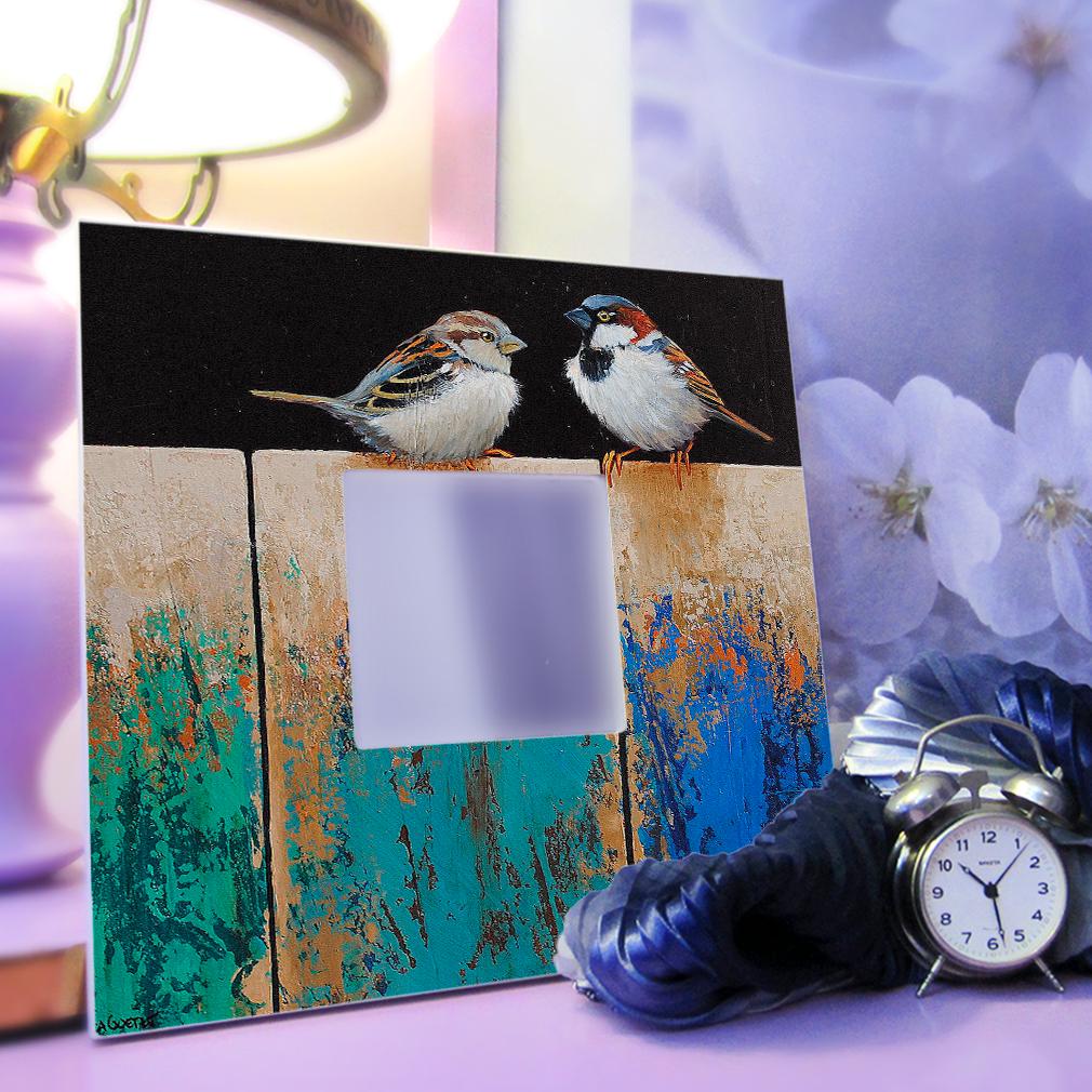 Дзеркало декоративне Милі пташки на дерев'яному тлі 260х260 мм (M00546) - фото 3