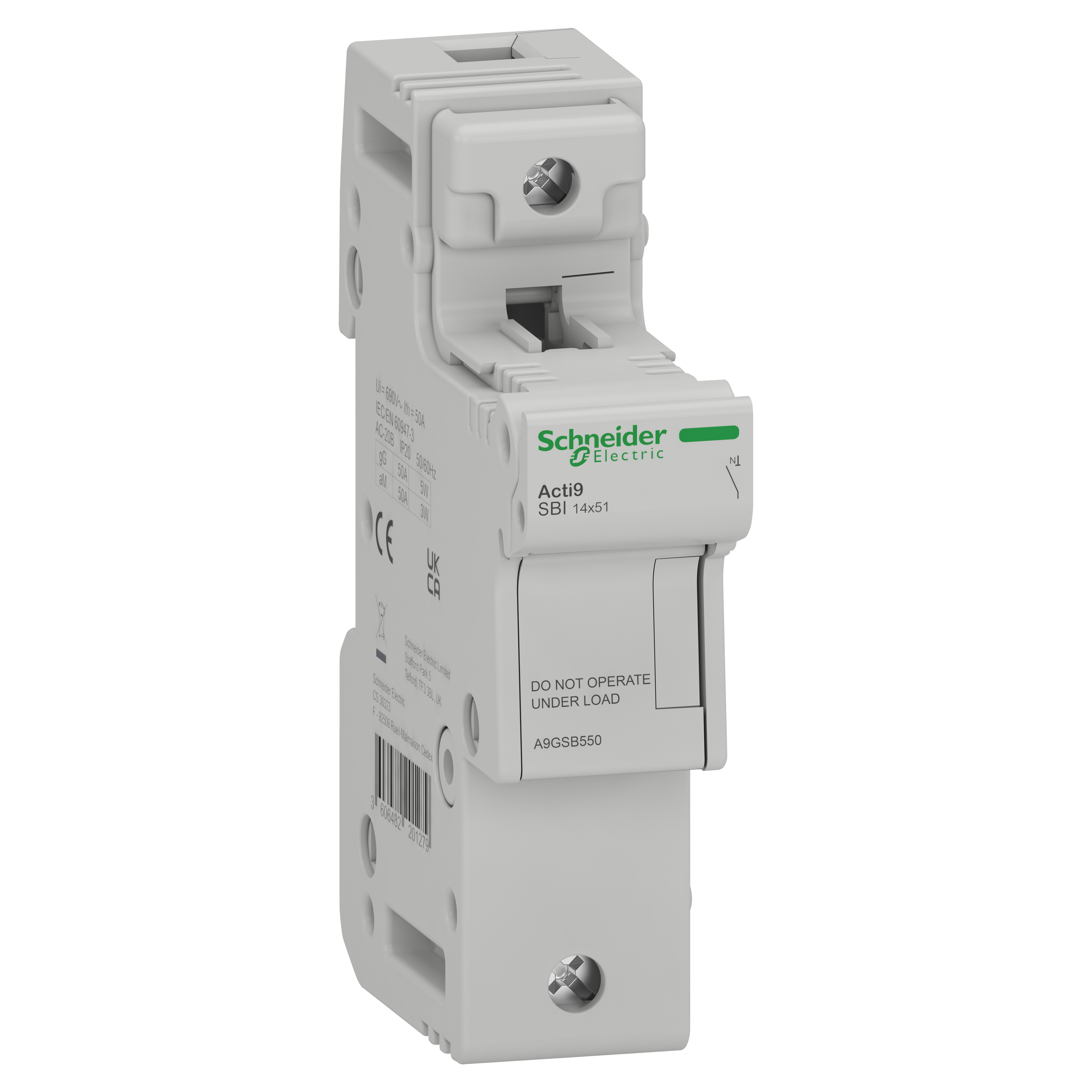 Роз'єднувач запобіжника Schneider Electric SBI 1P+N 50A 690 В 14x51 мм (A9GSB550) Роз'єднувач запобіжника Schneider Electric SBI 1P+N 50A 690 В 14x51 мм (A9GSB550)