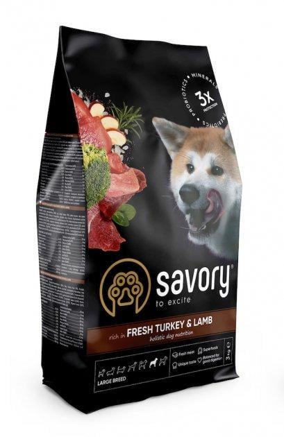 Корм сухой для взрослых собак крупных пород Savory Large Breeds rich in Fresh Turkey & Lamb 3 кг (30235)