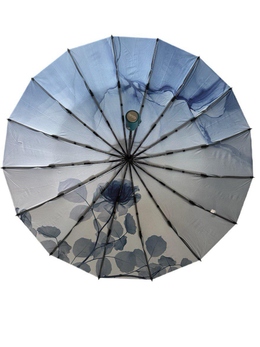 Парасолька-автомат жіноча Три Слона з квітами та однотонним куполом 16 спиць антивітер Синьо-зелений (7569/3) - фото 2 Парасолька-автомат жіноча Три Слона з квітами та однотонним куполом 16 спиць антивітер Синьо-зелений (7569/3) - фото 2