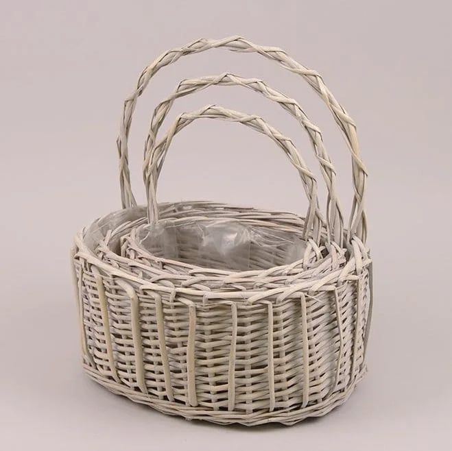 Комплект корзин из лозы Flora 3 шт. Серый (37540)