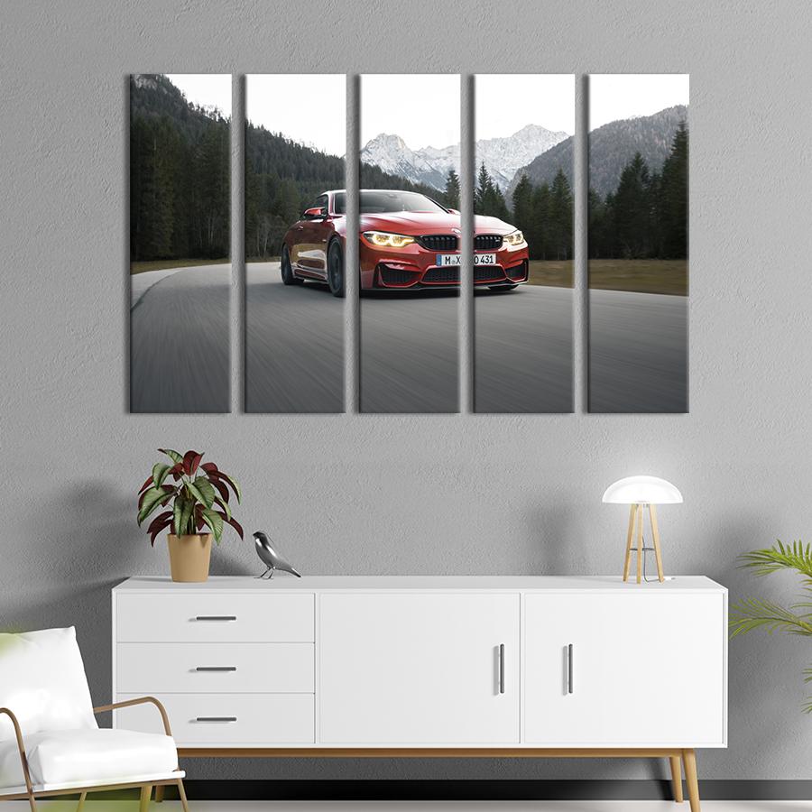 Картина на холсте Люксовый красный BMW 87x50 см (1381-51)