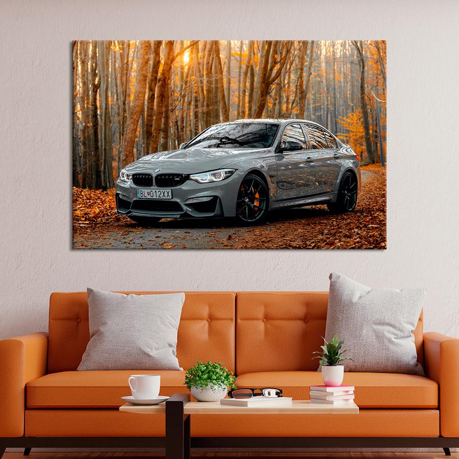Картина Автомобиль Серый автомобиль BMW M3 51x34 см (A1196-1)