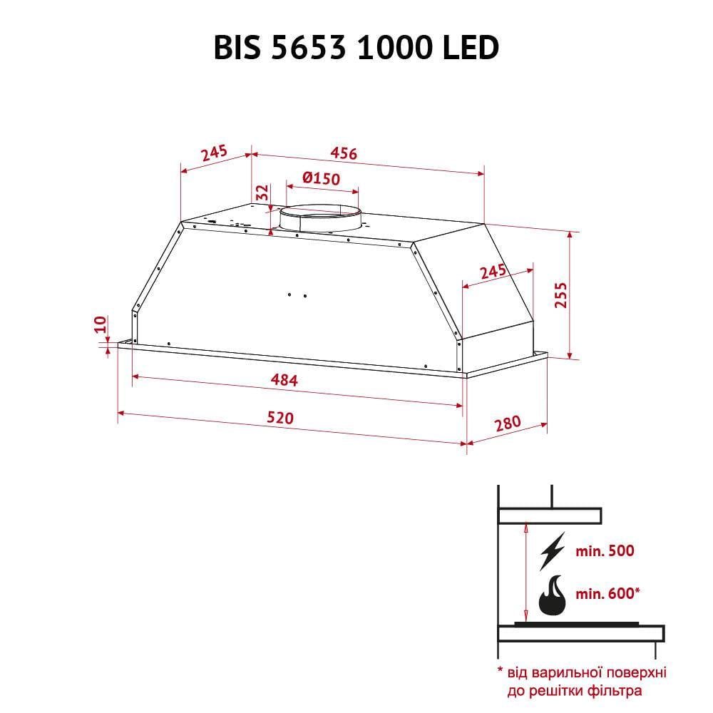 Вытяжка PERFELLI BIS 5653 BL 1000 LED - фото 11 Вытяжка PERFELLI BIS 5653 BL 1000 LED - фото 11