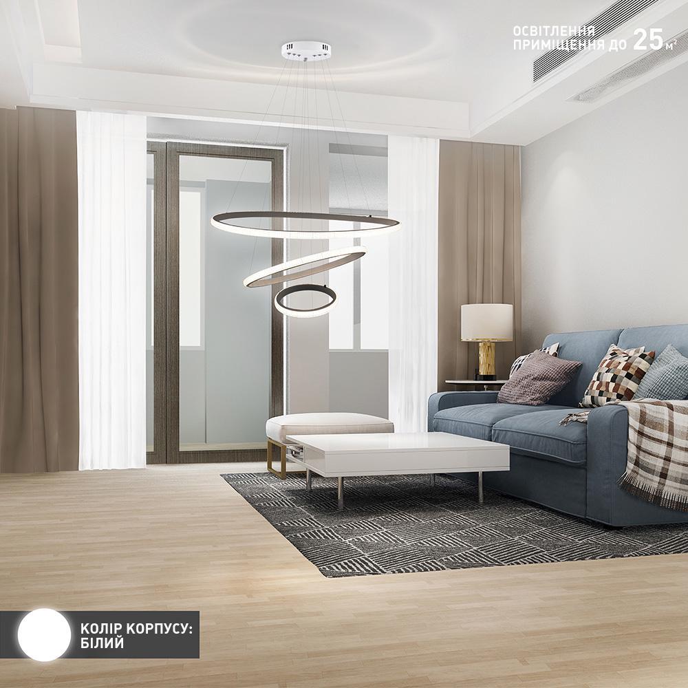 Люстра ESLLSE AKRILIKA 3R управляется выключателем без пульта 70W 600x1100 мм Белый (10431) - фото 7