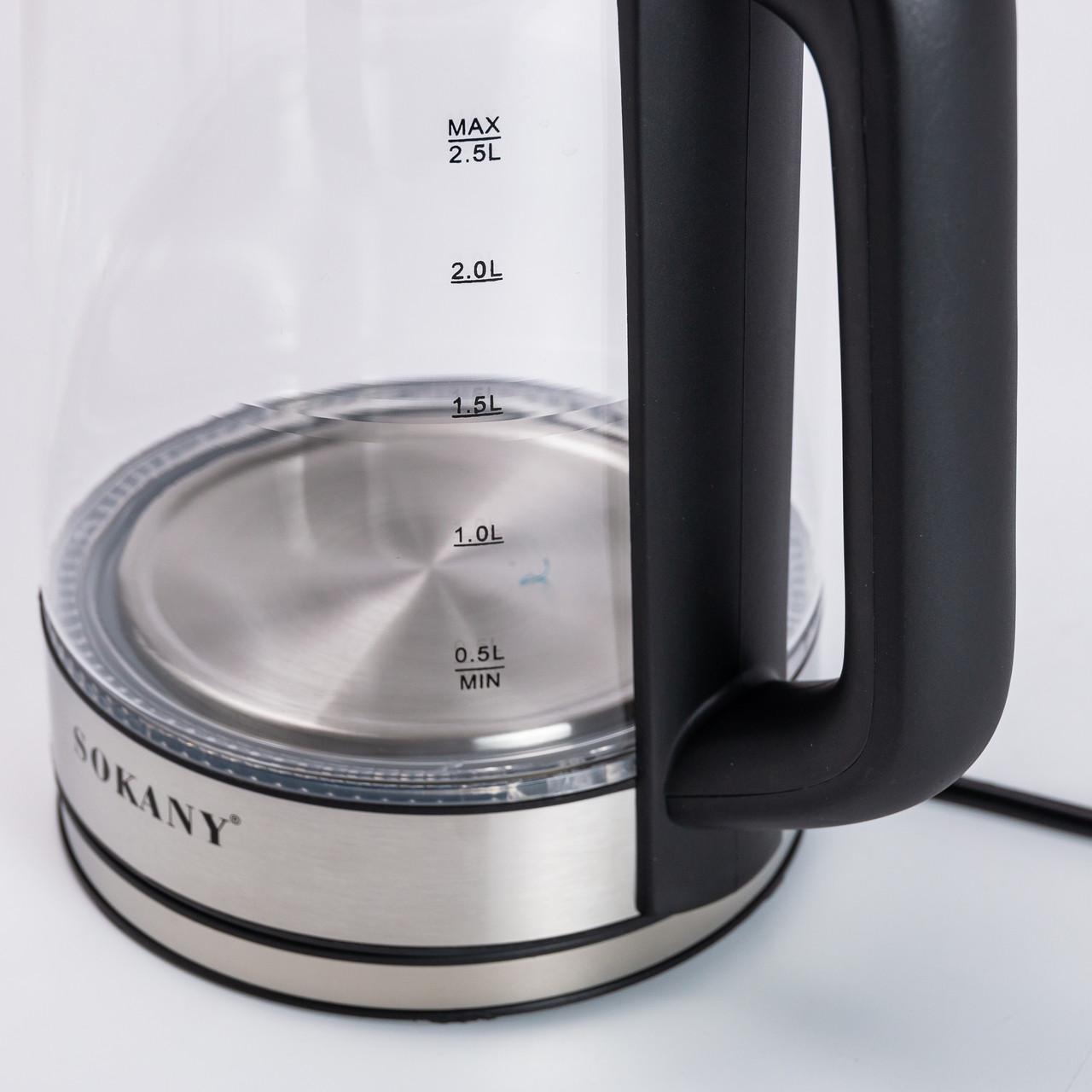 Чайник электрический Sokany SK-09013 2,5 л Прозрачный (4899) - фото 9 Чайник электрический Sokany SK-09013 2,5 л Прозрачный (4899) - фото 9