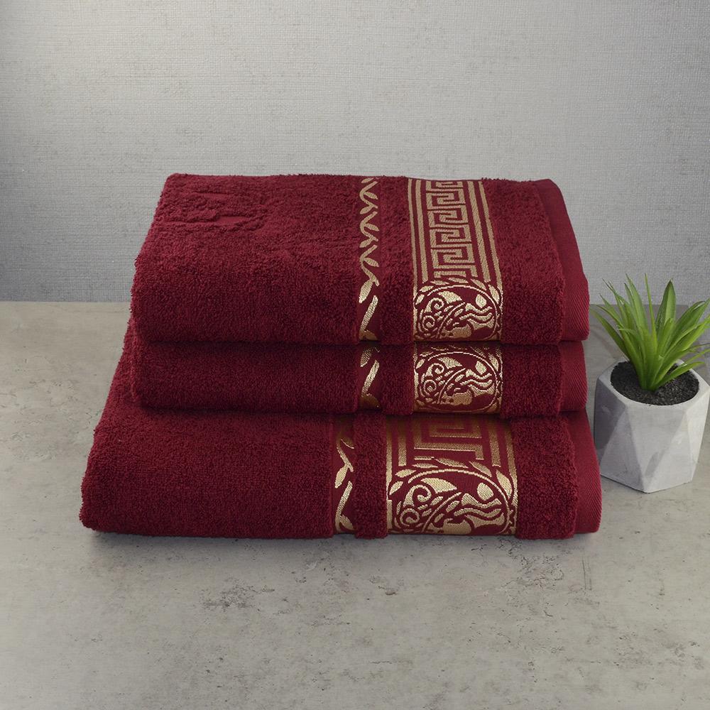 Набор махровых полотенец GM Textile Caesar 3 шт Бордовый