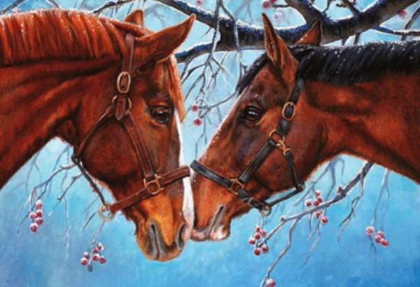 Картина по номерам Josef Otten Животные Пара лошадей 40х50 см в термопакете (3373RA_O-mt)