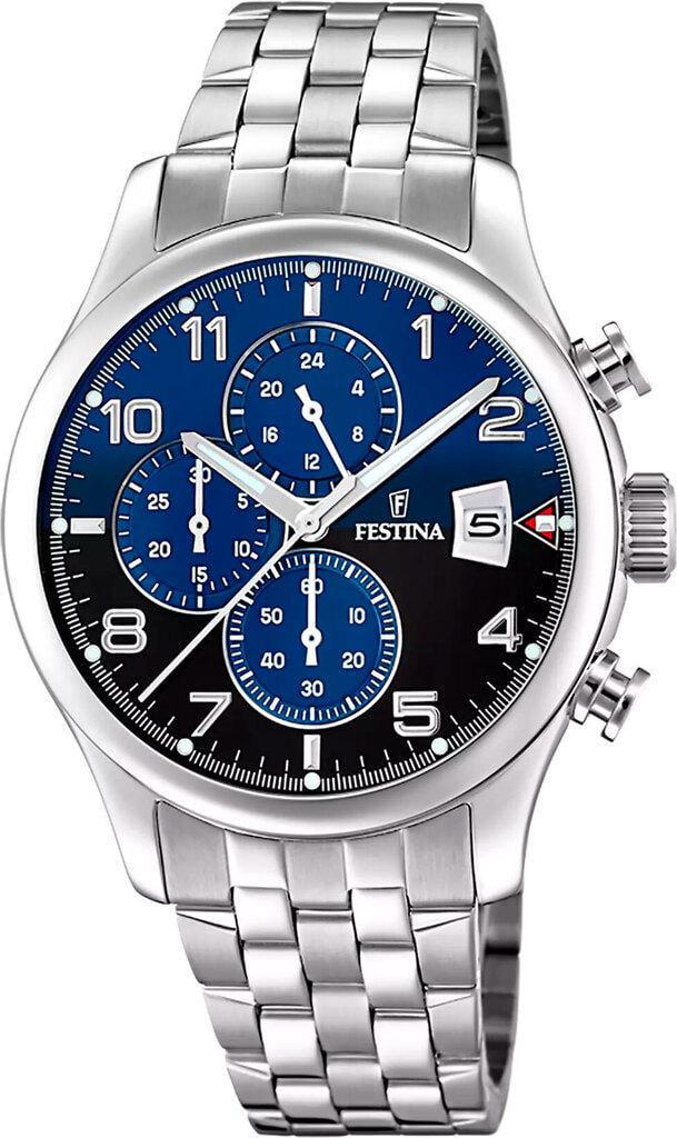 Наручные часы мужские Festina F20374/8 Timeless Chronograph со стальным корпусом WR 100 м и синим циферблатом Наручные часы мужские Festina F20374/8 Timeless Chronograph со стальным корпусом WR 100 м и синим циферблатом