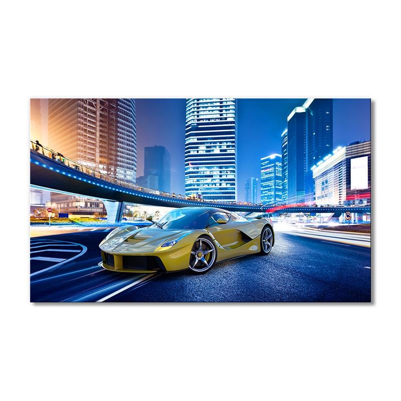 Картина модульная Вечерний город. Спортивный автомобиль 1 модуль 80x120 см