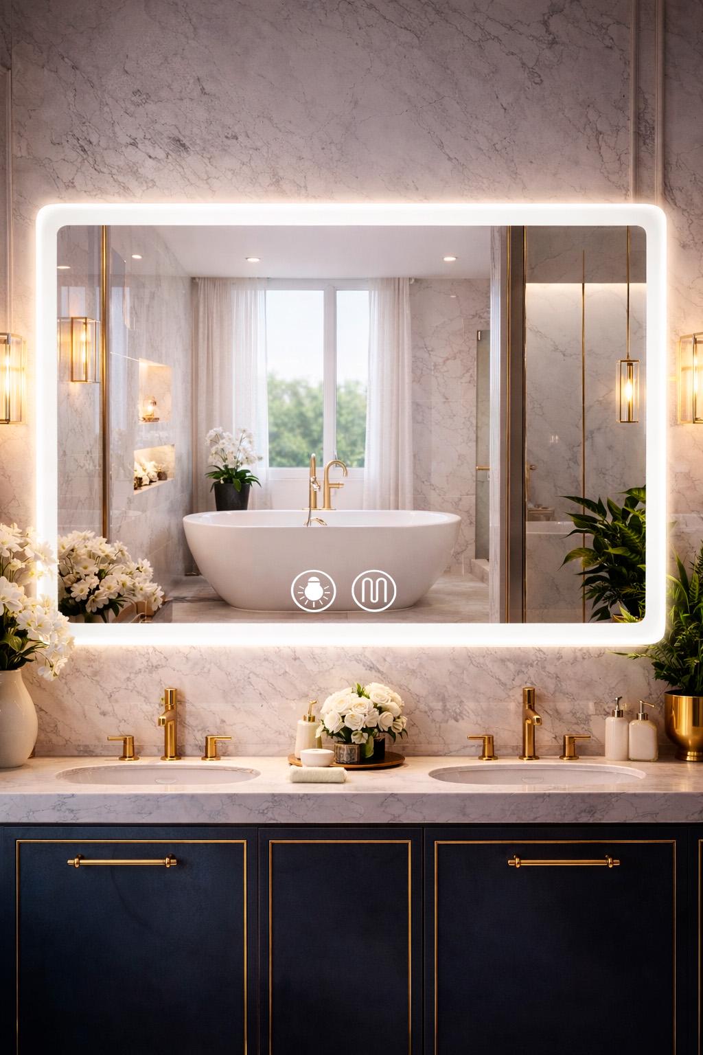 Зеркало для ванной комнаты BRS настенное смарт с подсветкой LED и подогревом 70х90 см (577104688) Зеркало для ванной комнаты BRS настенное смарт с подсветкой LED и подогревом 70х90 см (577104688)