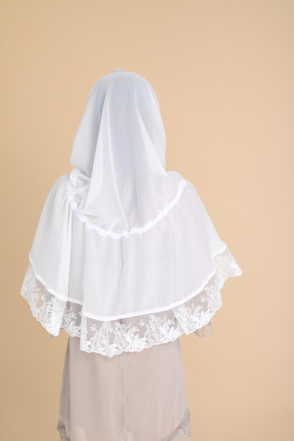 Палантин для храма на голову 80x120 см Белый (п004) - фото 4