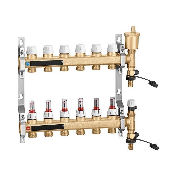 Колектор для теплого пола Caleffi 1"x3/4" 10 выходов, с расходомерами (6646L1)