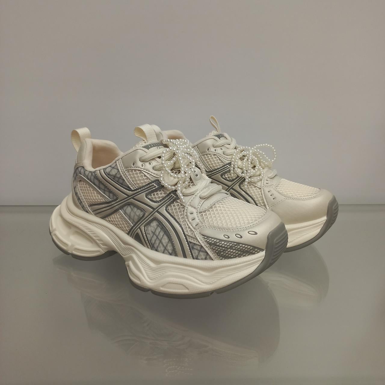 Кроссовки женские с сеткой на платформе р. 40 Молочный (33384494)