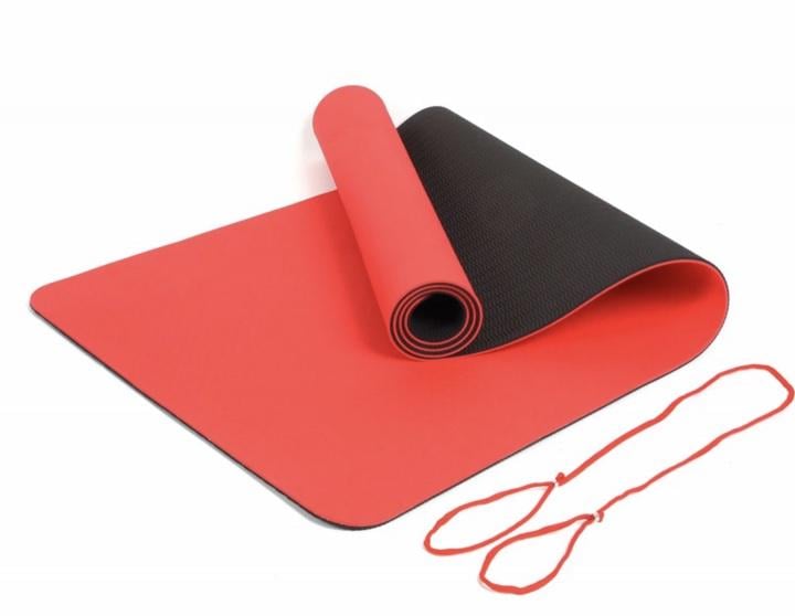 Коврик для йоги и фитнеса OSPORT FI-0076 Yoga ECO Pro 183х61х0,6 см Красный/Черный