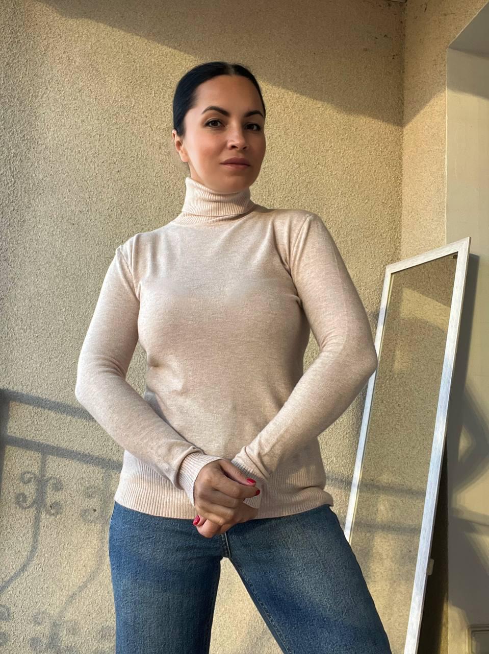 Гольф жіночий A-N 202 водолазка високе горло OS Бежевий (3028) - фото 6 Гольф жіночий A-N 202 водолазка високе горло OS Бежевий (3028) - фото 6