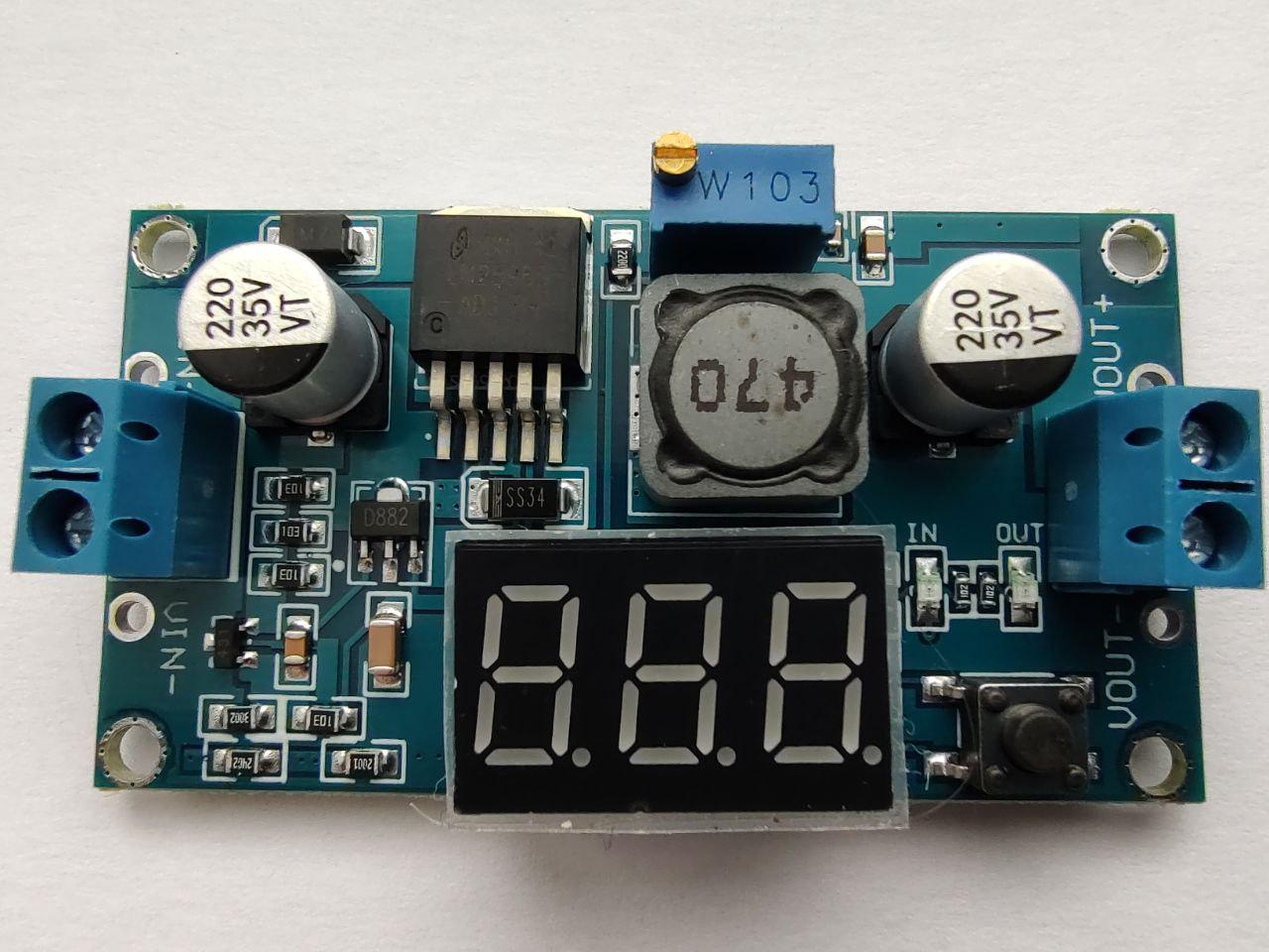 Перетворювач знижувальний LM-2596 3A DC-DC 4.5-40V - 1.25-37V з вбудованим вольтметром (147) - фото 3 Перетворювач знижувальний LM-2596 3A DC-DC 4.5-40V - 1.25-37V з вбудованим вольтметром (147) - фото 3