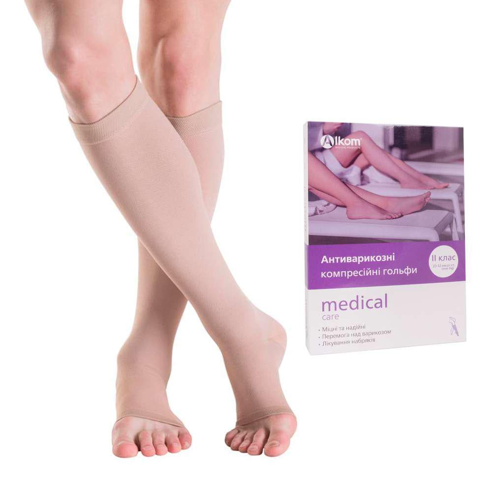 Гольфы компрессионные Алком 00102-2 2 класс 23-32 мм рт.ст. открытый носок бежевый (31163690)