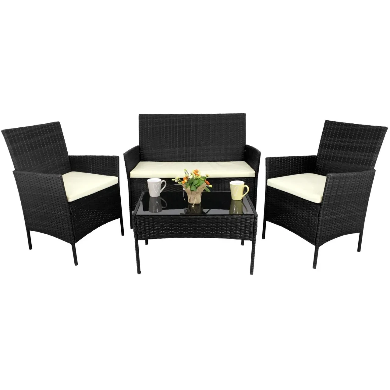 Комплект садовой мебели с подушками GardenLine SAD0849 из ротанга Черный (1292)