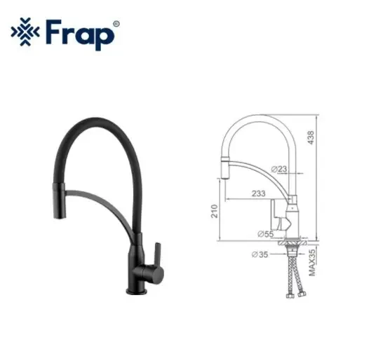 Змішувач для кухні Frap H52 F4552-6 з гнучким виливом Чорний - фото 2 Змішувач для кухні Frap H52 F4552-6 з гнучким виливом Чорний - фото 2