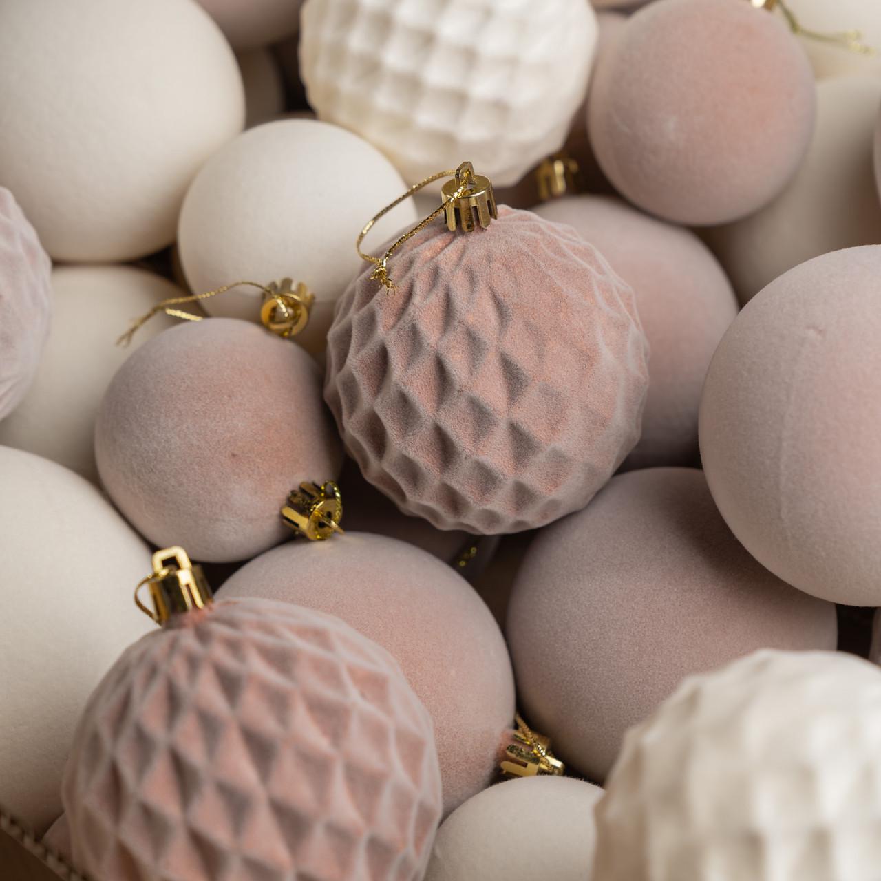 Набір іграшок новорічних Оксамит 40 шт. Бежевий (2765836637) - фото 4