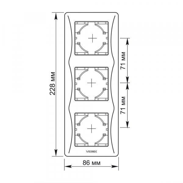 Рамка Videx на 3 місця вертикальна Білий - фото 2